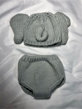 Newborn Baby Elephant Hand Knit Outfit Costume Boy Girl Photoshoot OSFM